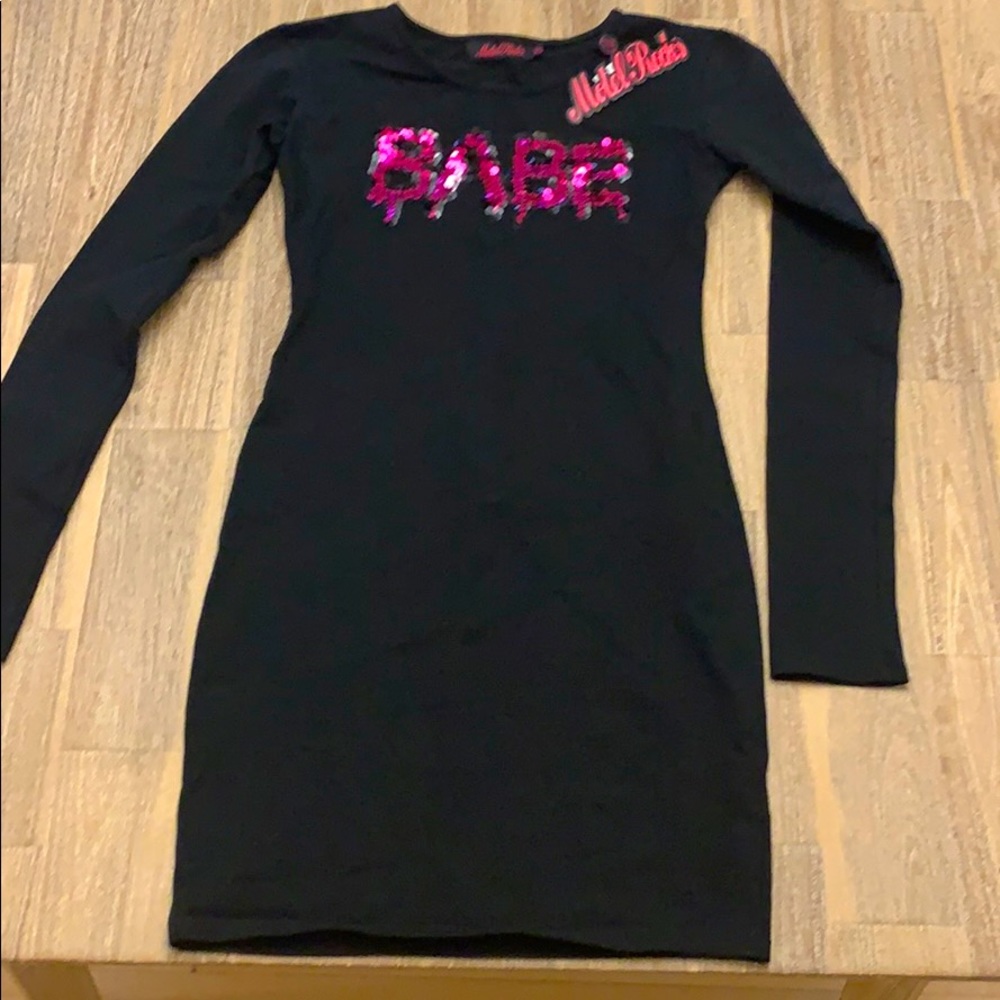 Black BABE Motel Rocks Dress XS New With Tags